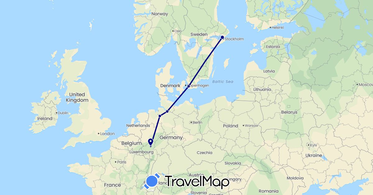 TravelMap itinerary: driving in Germany, Sweden (Europe)
